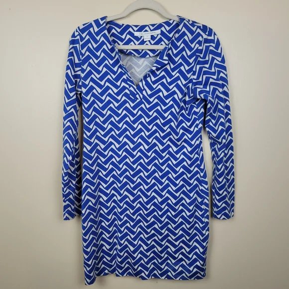 Diane Von Furstenberg | Dresses | Diane Von Furstenberg Reina Zig Zag  Bluewhite Mini Dress Size 2 | Poshmark